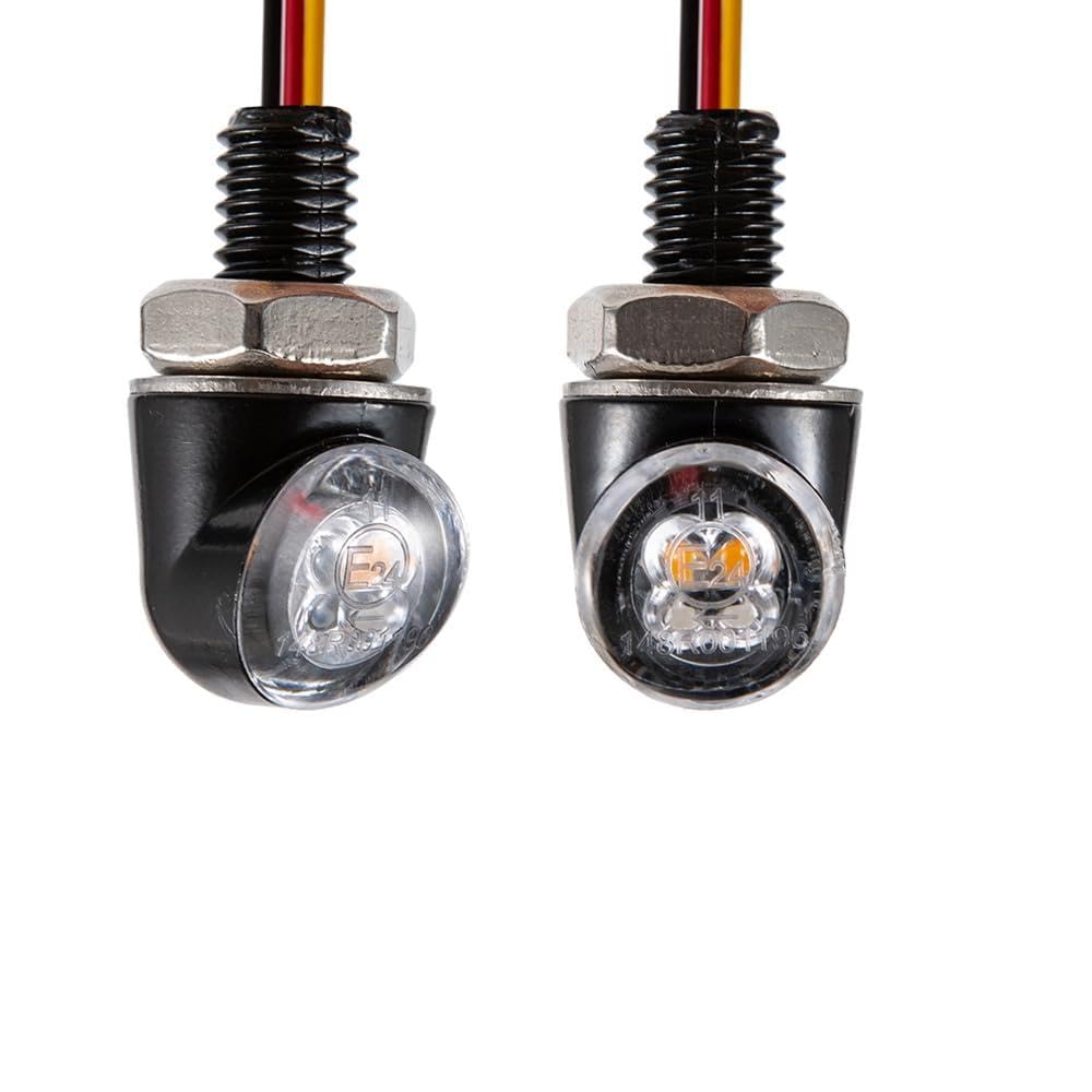 evomosa Mini LED Motorrad Blinkerleuchte Bernstein Seitenmarkierungsleuchte 12V für Custom Street Motorrad Chopper Cruiser 8mm Schraube (Schwarz-Bernstein & Rot)