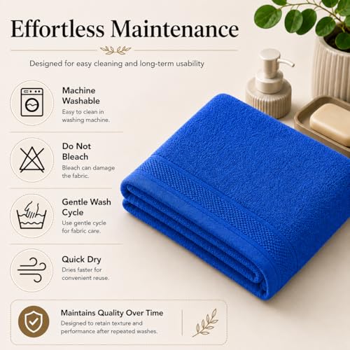 Image of 100% Pure Cotton Bath Towel for Men & Women | 380 GSM Ultra Soft, Highly Absorbent & Quick Dry Bath Towel | Large 55 x 28 Inch Matty Terry Towel for Bathroom, Gym, Travel & Daily Use | Dark Blue