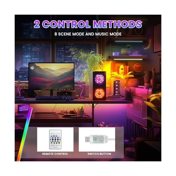 RGB LED Strip Light Bar, Ambient Gaming Lights, Under Monitor Light for Gaming Setup, Cabinet, Kitchen, Desk, Display, Dynamic Color, 12 Inch, 2 Pack - Image 4