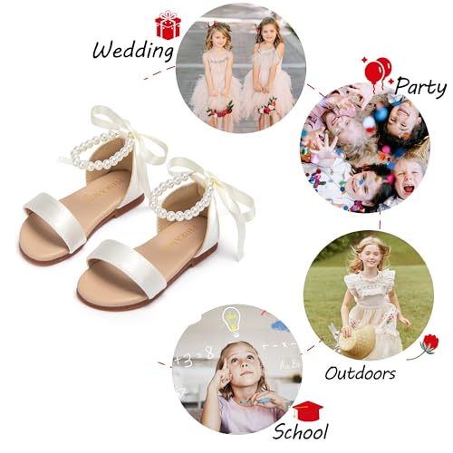 Image of PHIRAMIN Toddler Girl Sandals - Flower Girl Dress Shoes Open Toe Little Kid Wedding Party