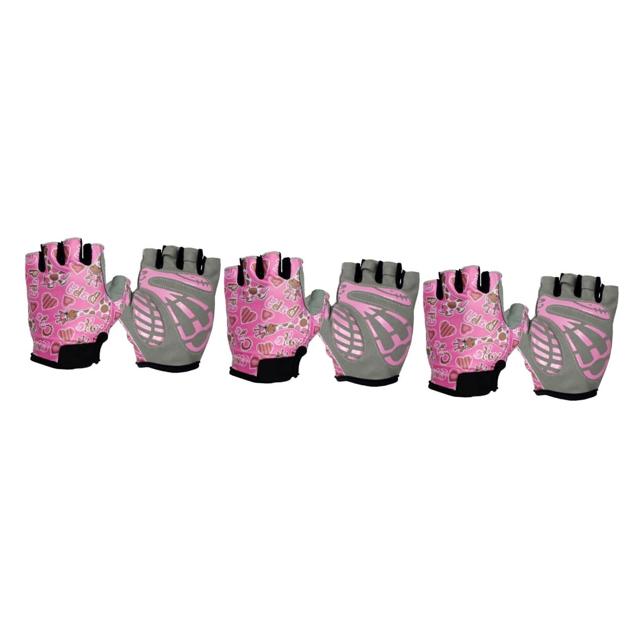 GALPADA 3pares Guantes De Ciclismo para Niño Niña Guantes Antideslizantes De Dedo para Deportes Al Aire Ajustables Color Rosa Talla
