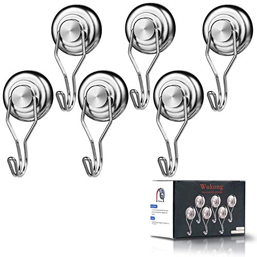 6 Stück Super Stark Magnethaken, 32mm stark Neodym Magnet Haken Drehbar und Schwenkbar