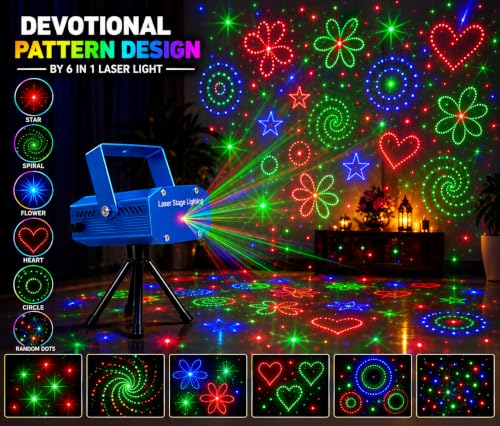 Image of Laser Light Machine with Tripod Stand, Sound Activated Multi-Pattern Magic Light for for Diwali,Ganpati, Navratri,Christmas, Birthday,Wedding,DJ Party & Home Decoration