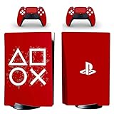 JOCHUI PS5 Standard Disc Console Controllers Game Icons Skin Sticker Decals Play Station 5 Console and Controllers Red