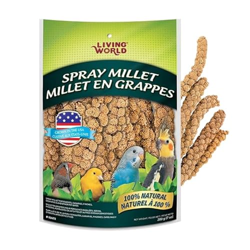 Living World – Millet Spray for Birds, 7 Oz – Premium Treat for Budgies, Canaries, Finches, Cockatiels and Other Pet Birds