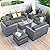 Lviden 7 Piece Wicker Patio Furniture Sets Outdoor Conversation Set, PE Rattan Sectional Sofa Couch with Storage Table and Non-Slip Grey Cushions, Furniture Covers Included