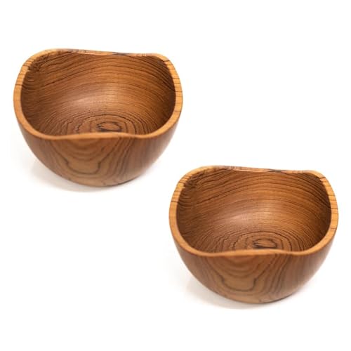 Rainforest Bowls Set mit 2 Schüsseln aus Javanesischem Teakholz, 16.5 cm, gewellt, gebogen, hochwertige Holzschalen, handgefertigt von indonesischen Kunsthandwerkern Cover