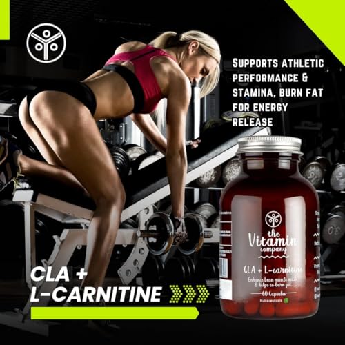 Image of CLA + L-Carnitine Capsules 1000mg, Help in Fat Burning & Enhance Lean Muscle Mass, May promote Muscle Growth and Exercise Performance, 60 Capsules