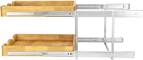 Miniatura 6 de DINDON Organizador de armario extraíble de 2 niveles (11 pulgadas de ancho x 21 pulgadas de profundidad) cajón de madera deslizante de doble nivel