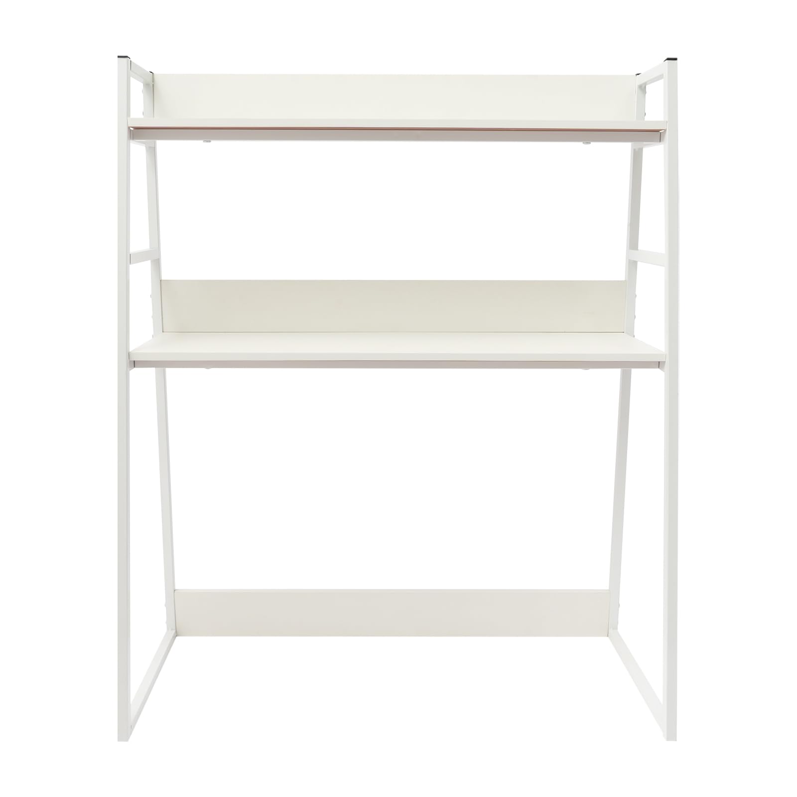 Estantería de Escritorio de 2 Niveles para Ordenador, Organizador de Libros, Expositor, para Dormitorio (Blanco)