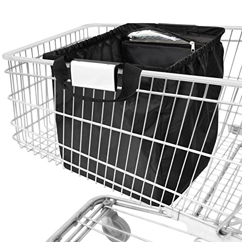 achilles Einkaufswagentasche faltbar mit Kühleinsatz, Kühltasche, Einkaufstasche für alle gängigen Einkaufswagen, Tasche für den Einkaufswagen, Einhängetasche, Schwarz, 54x35x39 cm