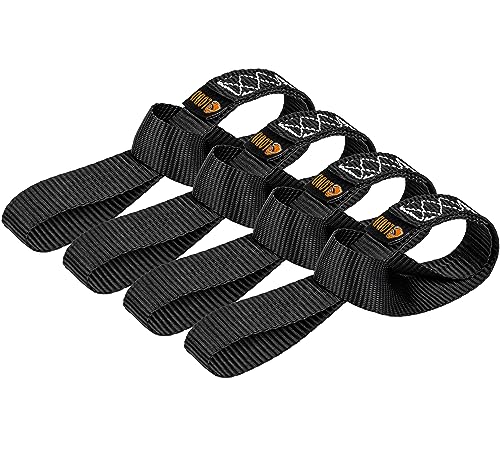 LODD - 4 Boucles Souples d'Arrimage 38mm x 35cm - Polyester Haute Résistance (3500 kg) et Coutures renforcées - Sangles d'Arrimage Polyvalentes Moto, Quad,...
