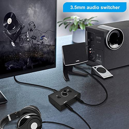 Image of 3.5mm Audio Selector Audio Switcher, Speaker Switch, AUX Switch Box, AB Switcher Selector, Bi-Directional (3.5mm 1In-2Out /2In-1Out)