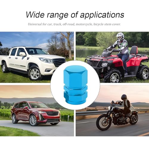 Image of Osilly Car Tire Stem Valve Caps, 8 PCS Aluminum Alloy Valve Stem Covers, Leak-Proof Tire Cap Cover Accessories, Hexgon Style Wheel Air Valve Caps for SUV Car Bike (Sky Blue)