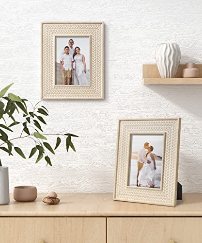 Afuly 5X7 Picture Frame Natural Boho Picture Frames Beige Chic Bohemian Photo Frame Desk Picture Frames For Wall Hangings Home Decor thumb #4