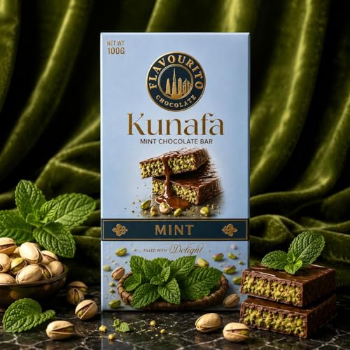 Image of Flavourito Kunafa Pistachio Chocolate Bar 100g, Satisfying, Sharp Snap Of Smooth Milk Chocolate that Gives Way to a Creamy, Rich, and Nutty Pistachio (Mint Pack Of 2) DECADENT FOODS