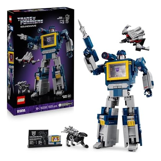 LEGO Icons Transformers: Soundwave Set per Adulti - Kit di Modellismo da Esposizione con Figure Trasformabili tra cui Laserbeak e Ravage, e un Mattoncino Sonoro - Regalo da Collezione per Fan - 10358