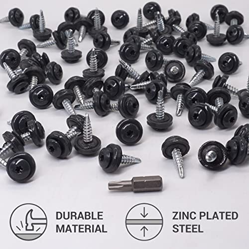 SKIR'CO (200 pcs) Metal Roofing Screws, 4.8 x 20 mm Painted Self-Drilling Screws With EPDM Washers - Image 3