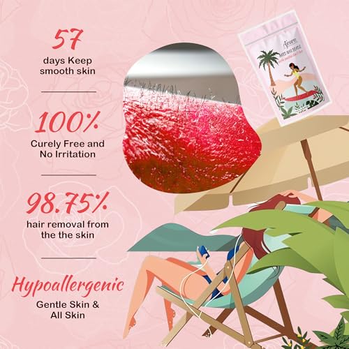 Image of Ajoura 1lb Hard Rose Wax Beans for Full Body Hair Removal - Bikini, Face, Eyebrow, Back, Chest, Legs, Armpit, Upper Lip, Refill for Wax Warmer Kit (Pink)