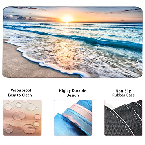 Image of WB WEIRDBEAST 4-In-1 Large Gaming Mouse Pad,Keyboard Wrist Rest Pad&Wrist Support Mousepad Set,Extended Desk Pad Waterproof Desk Mat For Home Office Study Game-Beach