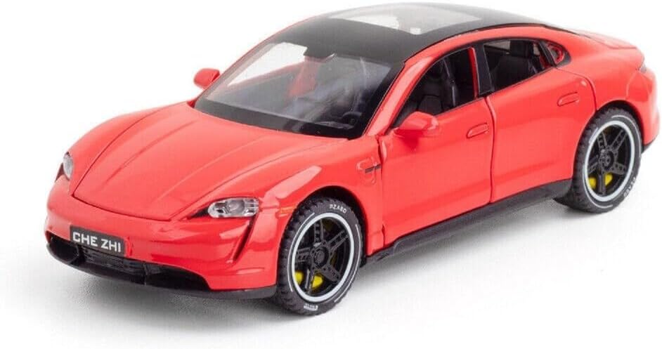 1:32 Scale Exclusive Alloy Metal Pull Back Die-cast Car Model with Sound Light Mini Auto Toy for Kids Metal Model Toy Car with Sound and Light? (Taycan -RED)