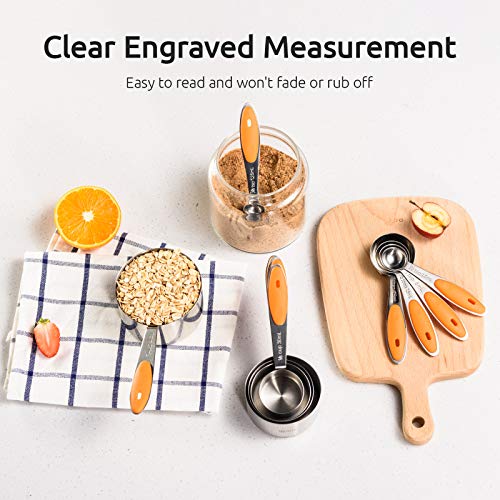Image of U-Taste Measuring Cups Spoons Set, 18 /8 Stainless Steel, 10Pcs, Orange