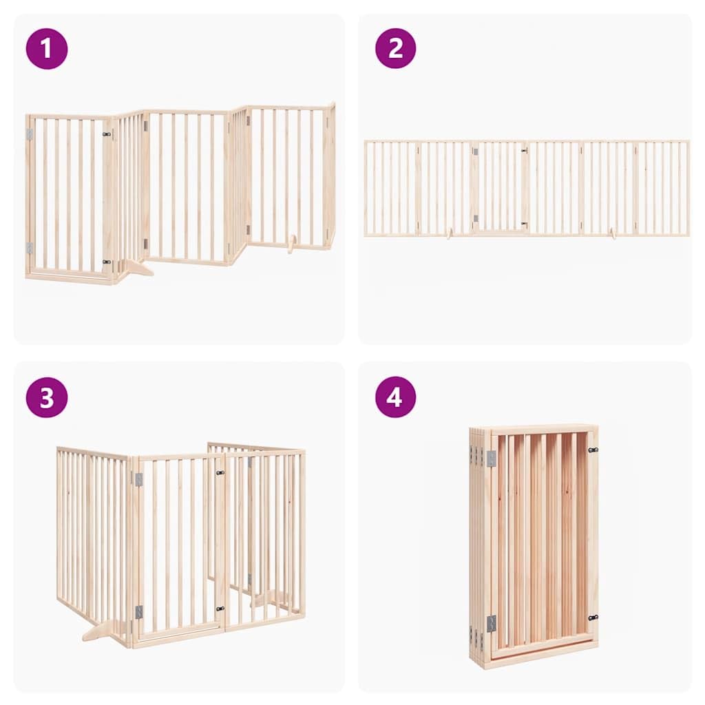 vidaXL Puerta para Perros con Puerta Plegable de 6 Paneles, 300 cm,