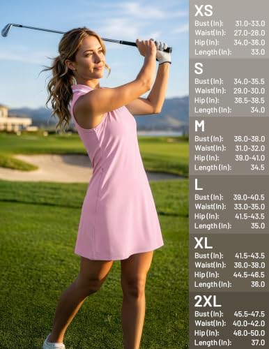 Image of MIER Golf Dresses for Women V Neck Sleeveless Dress with Zip Pocket | For Tennis Pickleball Travel Casual, Soft Breathable, 4-Way Stretch Light Flowy, Ribbed Collar, Reflective Logo, Wrinkle Free