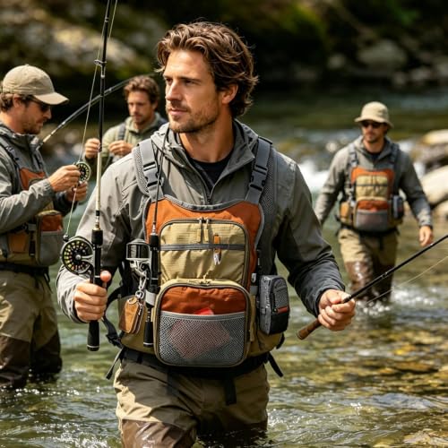 Chaleco para el pecho multibolsillos para pesca y senderismo 2