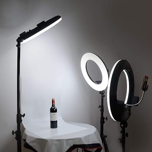 Kit de luz LED de 96 W de 18 pulgadas, FE-480II, para estudio de video, retrato rosa para selfie, maquillaje de YouTube, iluminación bicolor con