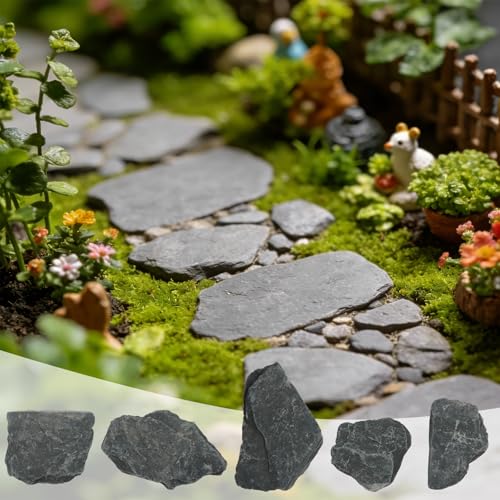 Image of VOKOY 2.5lb Natural Slate Stone, Aquarium Rocks Decoration Aquascaping Stone Landscaping Model for Fish Tank Decor Terrariums Paludariums Reptile Enclosures Gardens, 1-2 inches