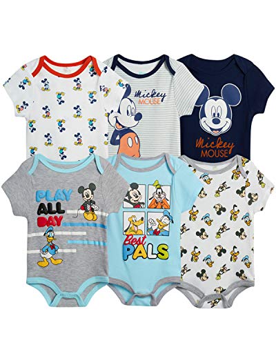 Disney Baby Boys 6 Pack Bodysuit Mickey Mouse & Friends, Lion King, Winnie the Pooh Bear (Newborn/Infant), Size 3-6 Months, Mickey Best Pals