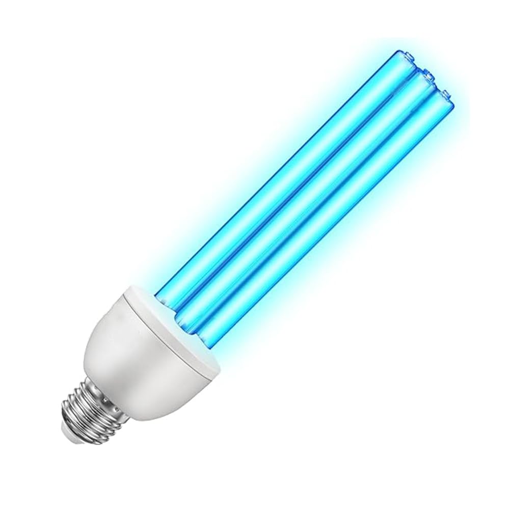 Genérico Bombilla Germicida UVC de 25W, Bombillas de Luz UV de 254nm con Base E27, Esterilización de 360° para Áreas de 500 pies Cuadrados efectivas