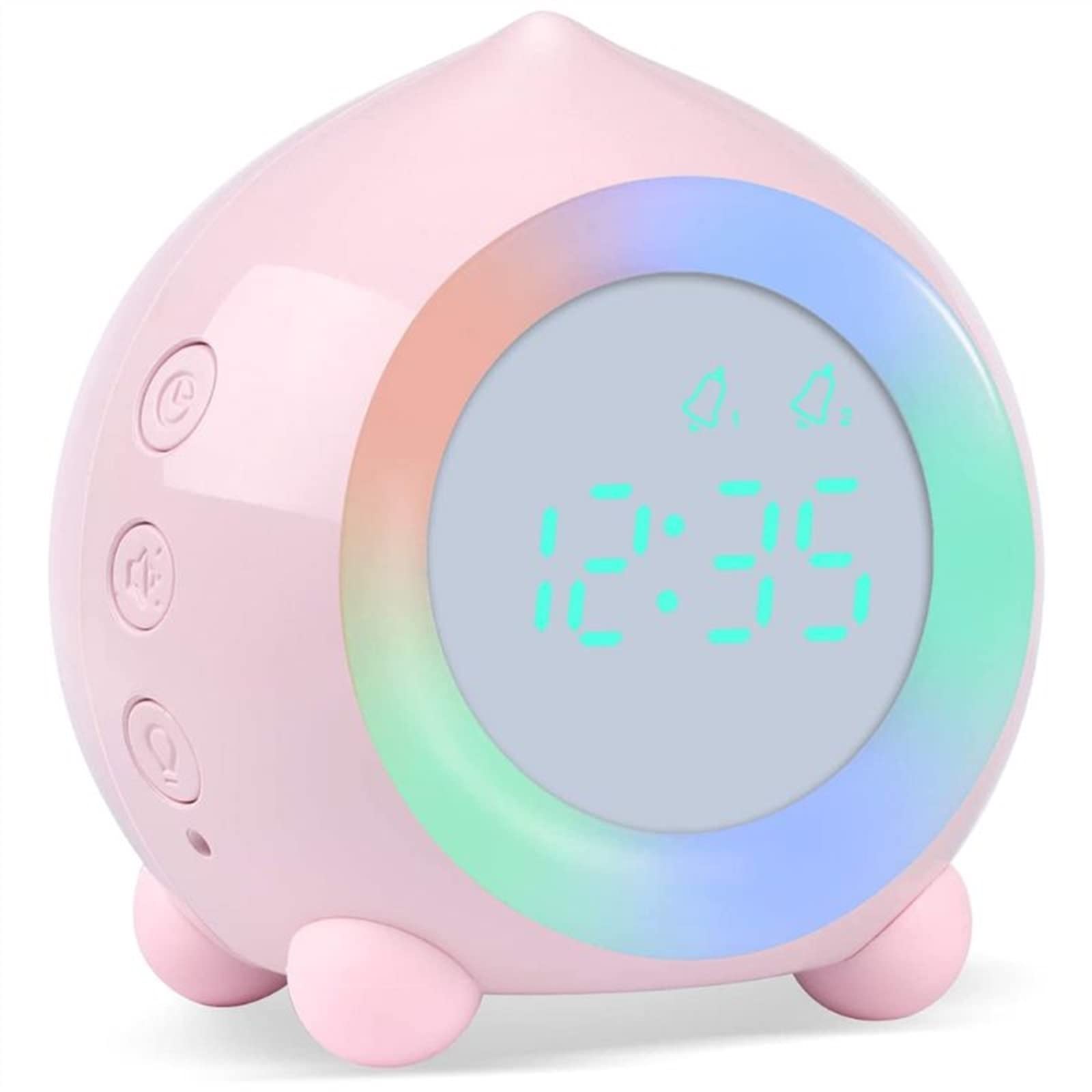 Despertadores Reloj Despertador Digital for niños Simulador de Amanecer con lámpara de luz Nocturna LED for niño Despertadores de Mesilla (Color : Pink)