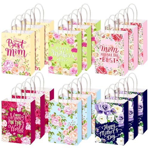 Sacs cadeaux fête des mères Motiskyy de 21x15x8 cm multicolores avec poignée