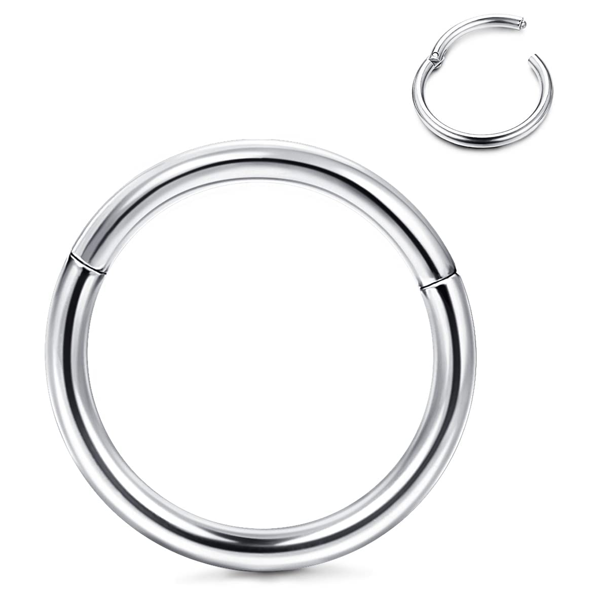 Roheafer Anillos nasales hipoalergénicos Titanio G23 Anillos nariz aro 14G 16G 18G 20G Anillos segmentos bisagras para mujeres hombres Helix Tragus Cartílago Septum Joyería Anillos perforación cuerpo