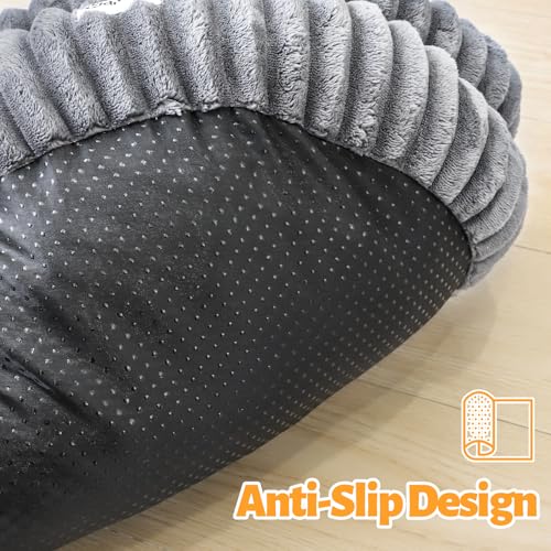 XIAPIA Katzenbett Flauschig 55 x 15 cm, Plüsch Katzen Schlafplatz Weich und Warm für Katzen Kleine Hunde, Orthopädisches Kuschelbett mit Rutigfester Boden Grau