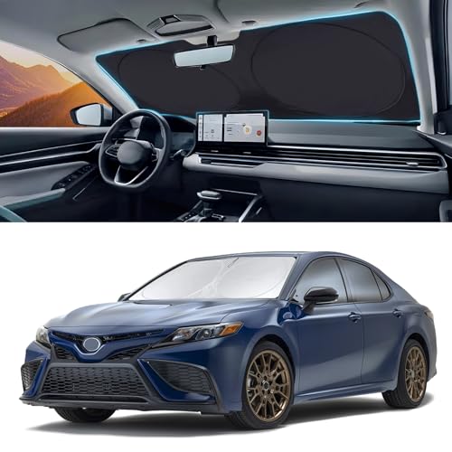Image of INSAUTO Windshield Sun Shades Custom Fit for Toyota Camry 2007-2017 | Sunshade for Front Window Cover - Double Layer Heat Shield Sun Visor Cool Car Accessory