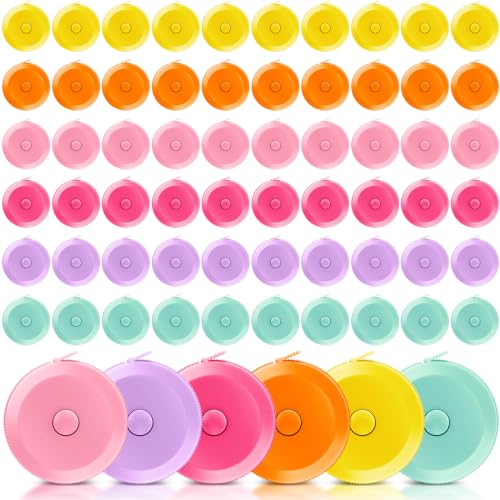 Kigeli 100 Pcs Tape Measure 60 Inch Retractable Measuring Tape Soft Measurement Tape Sewing Fabric Tape Measurer Flexible Pocket Cloth Fabric Measurement Digital Tape for Body (Multicolor)