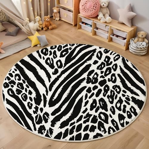 Tapis imprimé léopard et zèbre pour salon chaleureux devant cheminée - 2