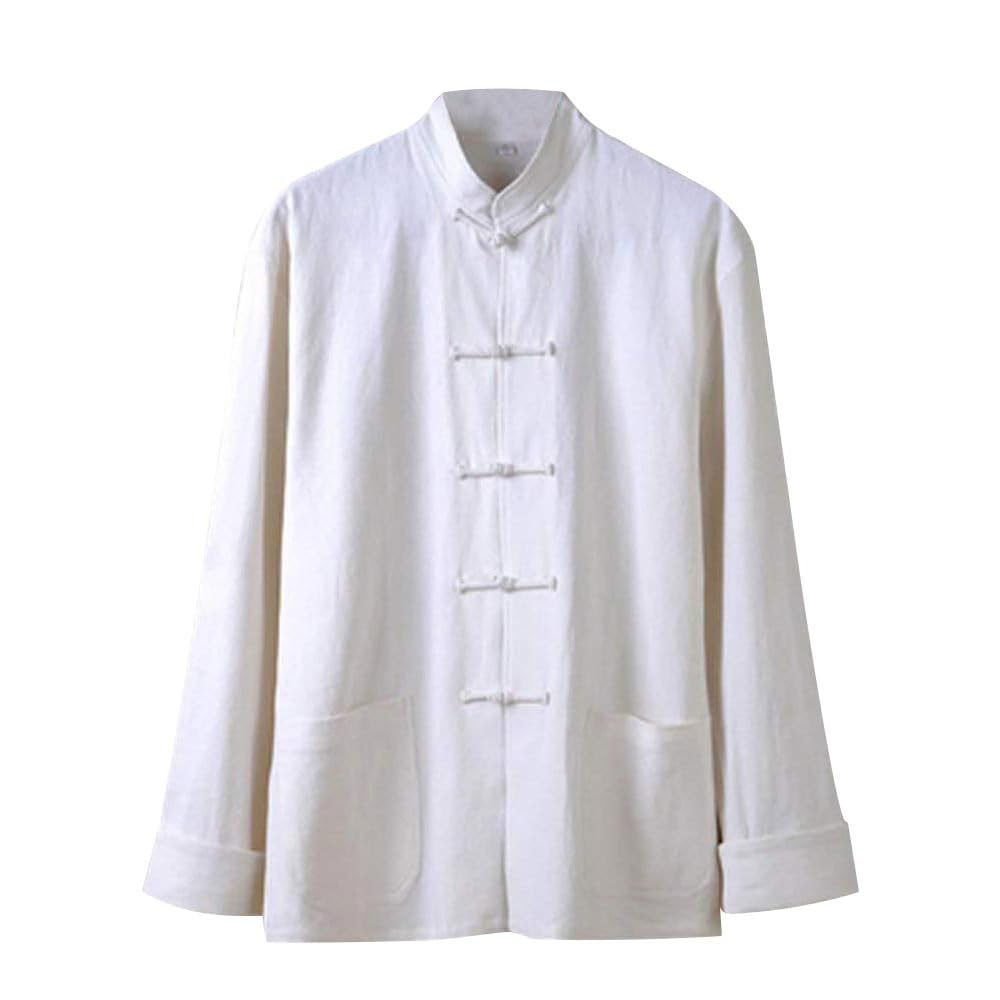 G-LIKE Kung Fu Uniform Clothing - Chinese Traditional Qi Gong Martial Arts Wing Chun Shaolin Tai Chi Taekwondo Training Cloths Apparel Clothing for Man Women - Fiberflax (White, XXL)