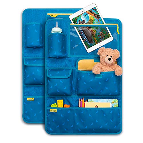 Laleni Kinder Autositzorganizer, Rückenlehnenschutz - Autositzschoner, 8 Fächer, Tablet-Halter, blau (2er Set)