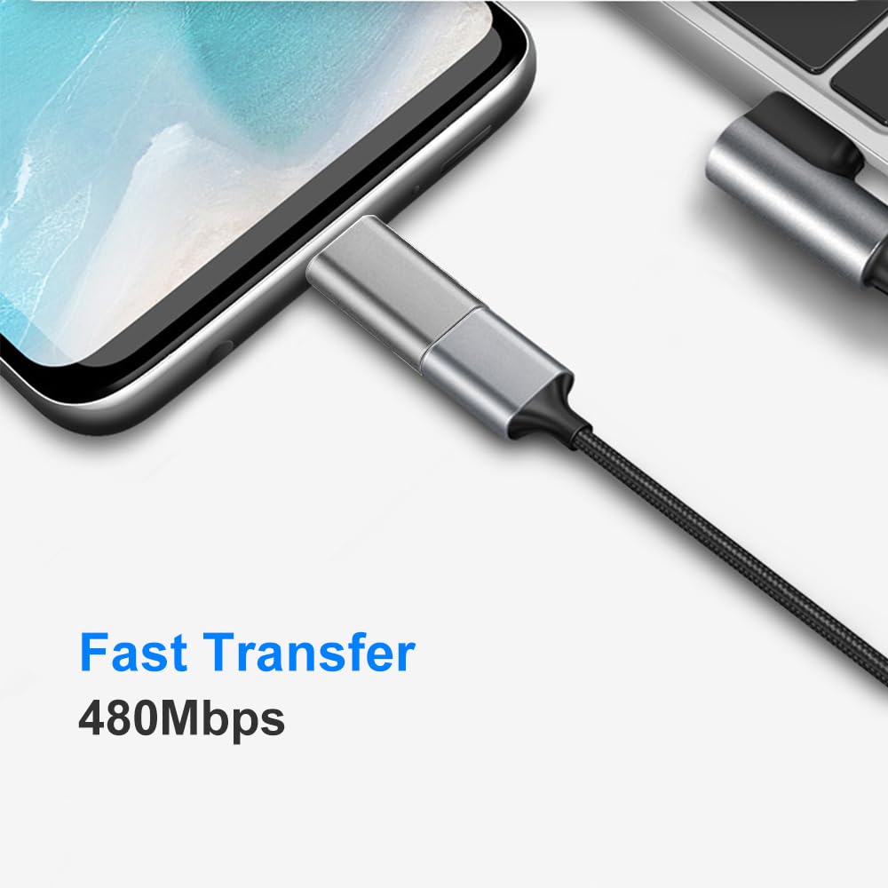 Adattatore USB C a Micro USB, Maschio a USB Tipo C Femmina Compatibile con Samsung Galaxy, Android, Tablet (Grigio)