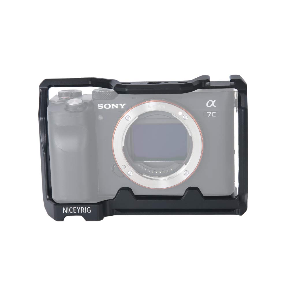 NICEYRIG Gabbia per fotocamera A7C per Sony A7C, Sony A7C M2, SONY A7CR, con slitta fredda NATO e foro di posizionamento per accessori da 3/8"-16