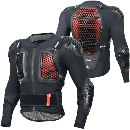 DUHAN Motorcycle Jacket Men CE Level 2 Body Armor Black/Red