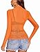 Avidlove Mesh Top Mock Neck See Though Sheer Mesh Top Long Sleeve Orange M
