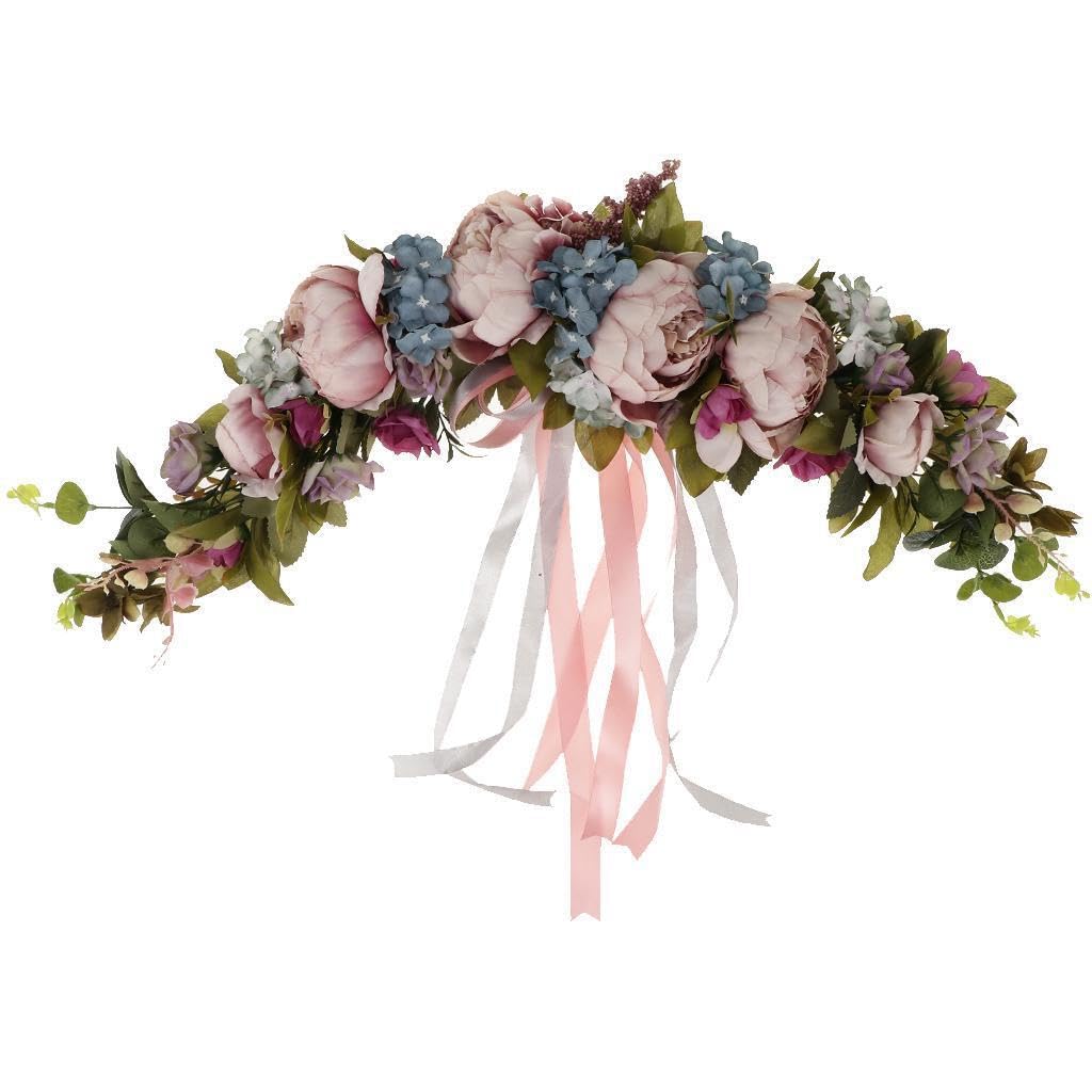 Zambuph Bright Front Door Flower Wreath Lintel Flower Stunning Artificial Silk Peony Creating Joyous Atmosphere For Celebrations Home Wall Garland Wreath