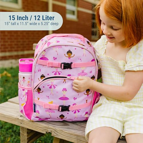 Image of Wildkin Kids Backpack for Boys & Girls, ECO rPET Recycled Lightweight 15 inch Bookbag with Padded Straps - Ideal for Preschool, Kindergarten, School & Travel, Ages 4-6 - Ballerina