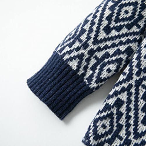 Cambkatl Men's Retro Diamond Pattern Cardigan Sweater Shawl Collar Long Sleeve Belted Knit Sweaters Outerwear4