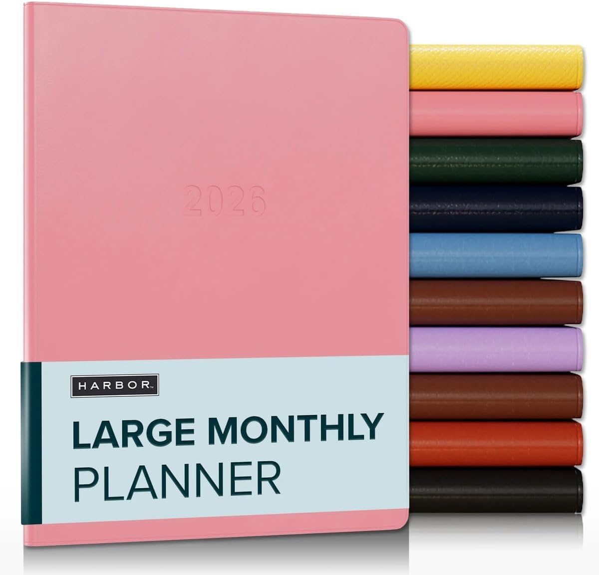 Harbor Large Monthly Planner 2025-2026, Calendar Planner and Notebook, Durable Faux Leather, 14 Months, 96 Pages, Softcover & Lightweight - Cambridge Flamingo - 9.75x7.5"